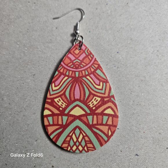 ❤️3/$15 Western Faux Leather Earrings Cowgirl South Boho Rodeo Aztec Indian - Picture 2 of 2